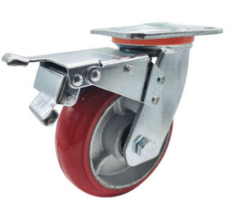 El echador del eslabón giratorio de 8 pulgadas rueda las ruedas anaranjadas resistentes del hierro de la rueda del echador de la PU