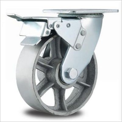 echadores resistentes de la rueda del arrabio de 4 pulgadas con los frenos